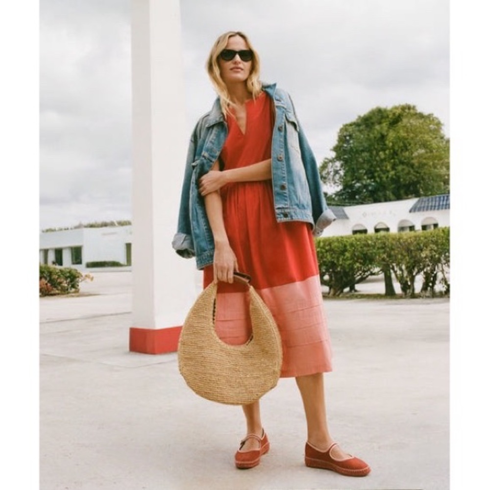 TUCKERNUCK Poppy and Coral Colorblock Cotton Elsie Dress